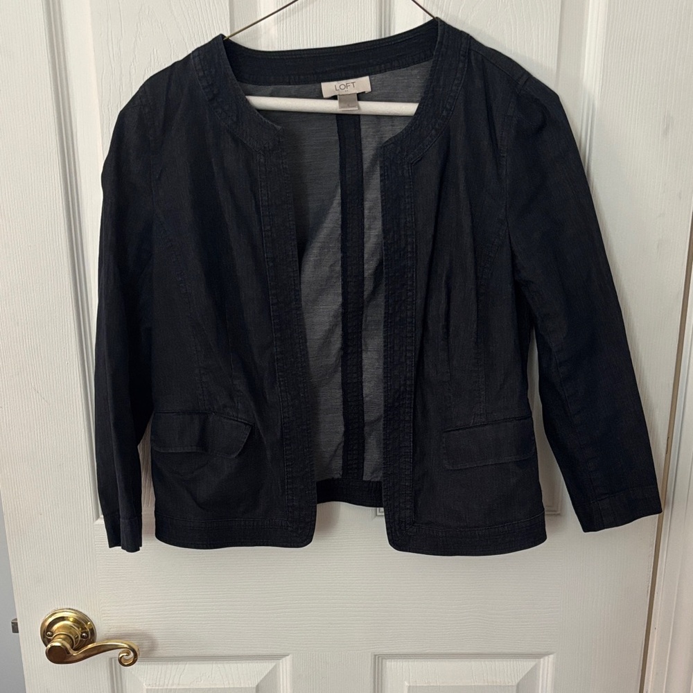 LOFT Women's Black Open-Front Blazer